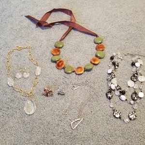 Bundle: 4 necklaces, a pair of earrings &two rings
